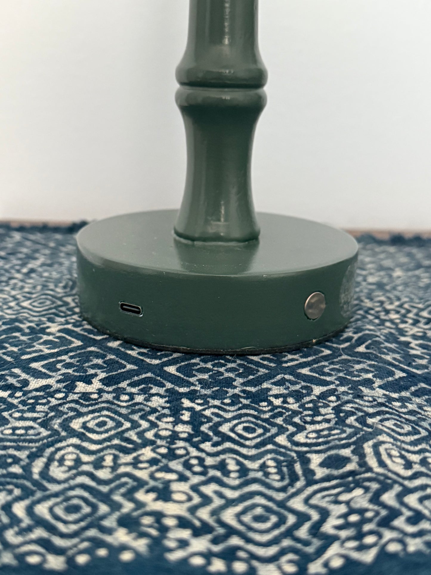 Rechargeable Bamboo Lamp with Pleated Croix Green Shade