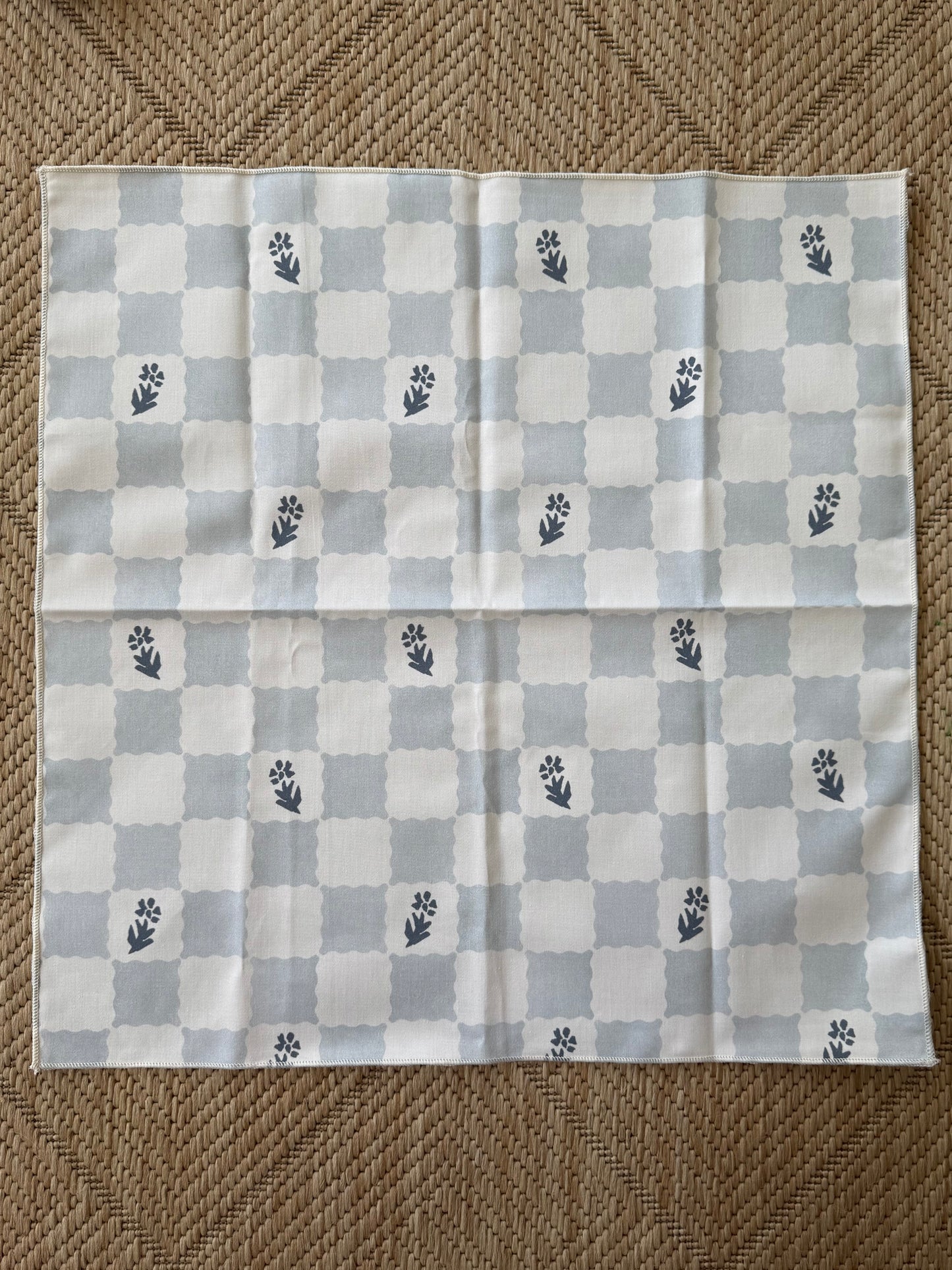 Check Fleur Dinner Napkin in Blue