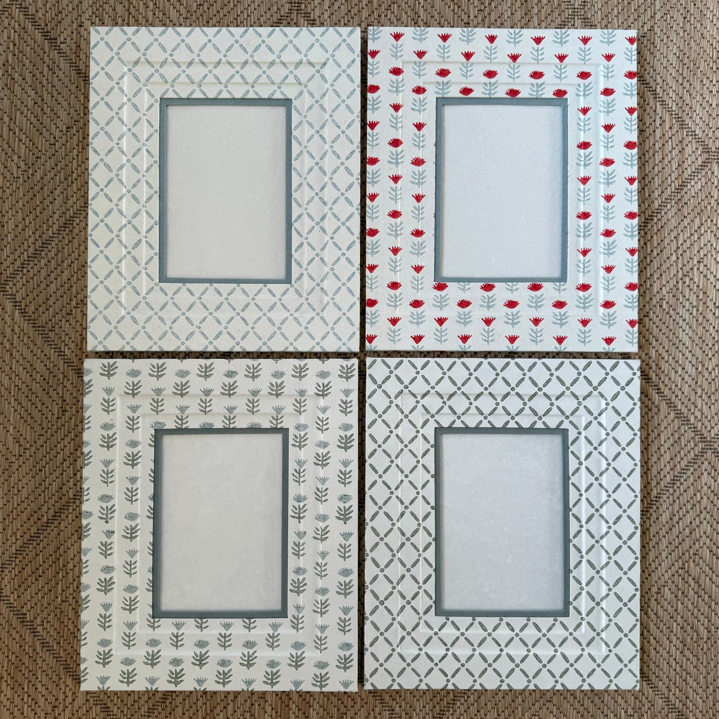 Block Printed Picture Frame in Claire Poppy