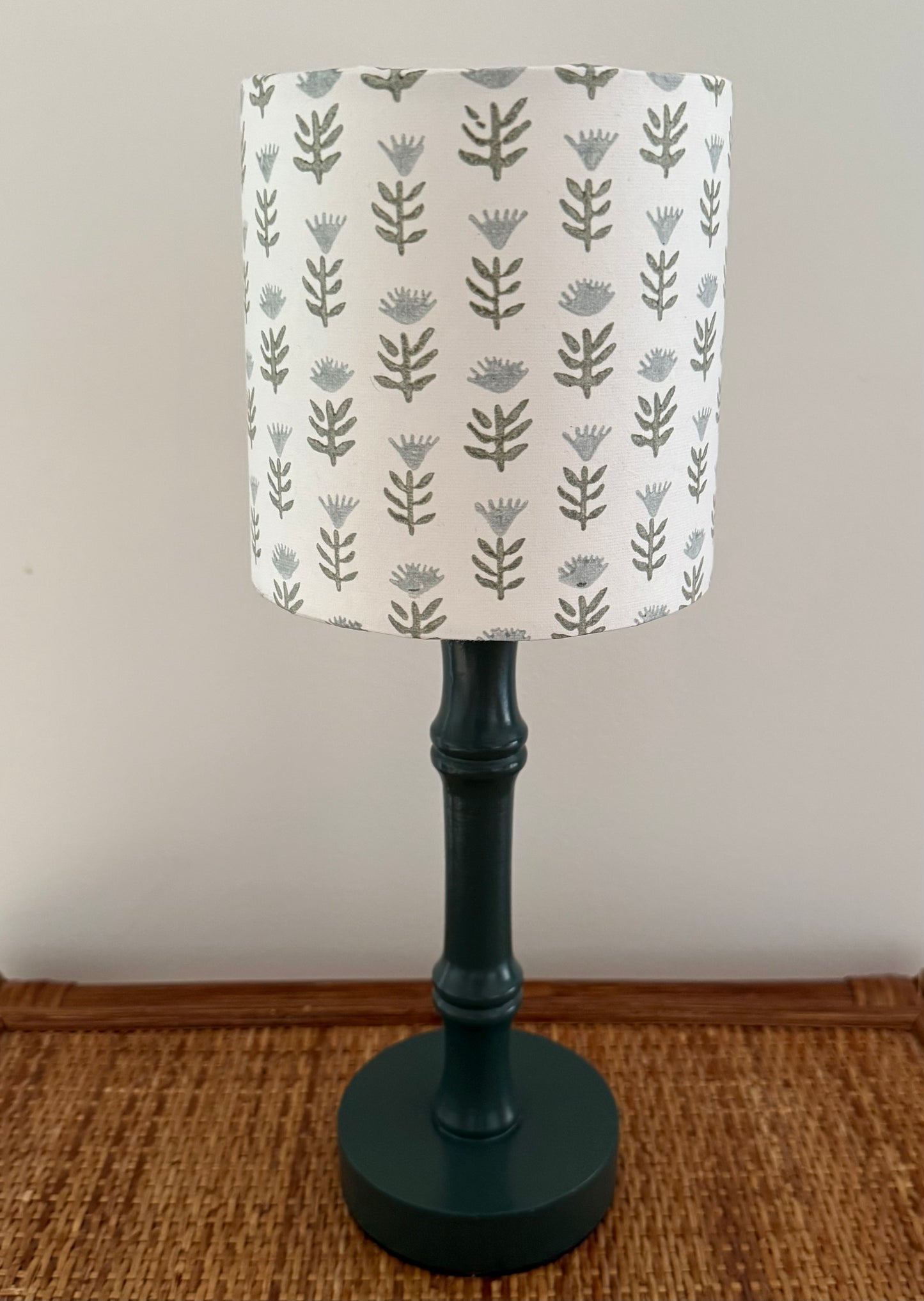Rechargeable Bamboo Lamp with Claire Serene Shade
