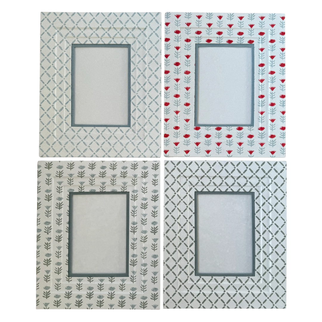 Block Printed Picture Frame - Claire Poppy, Floral - 5x7
