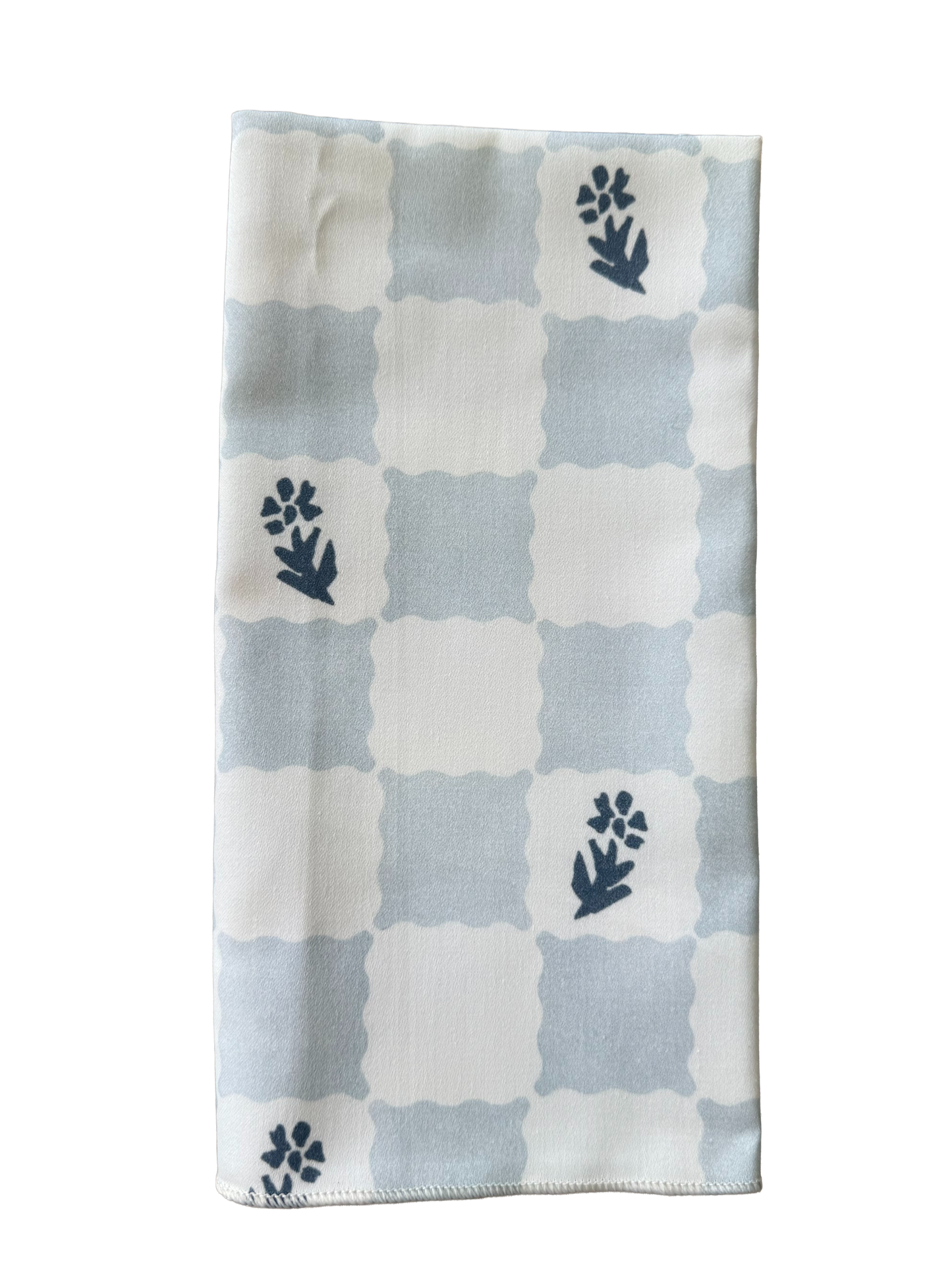 Check Fleur Dinner Napkin in Blue