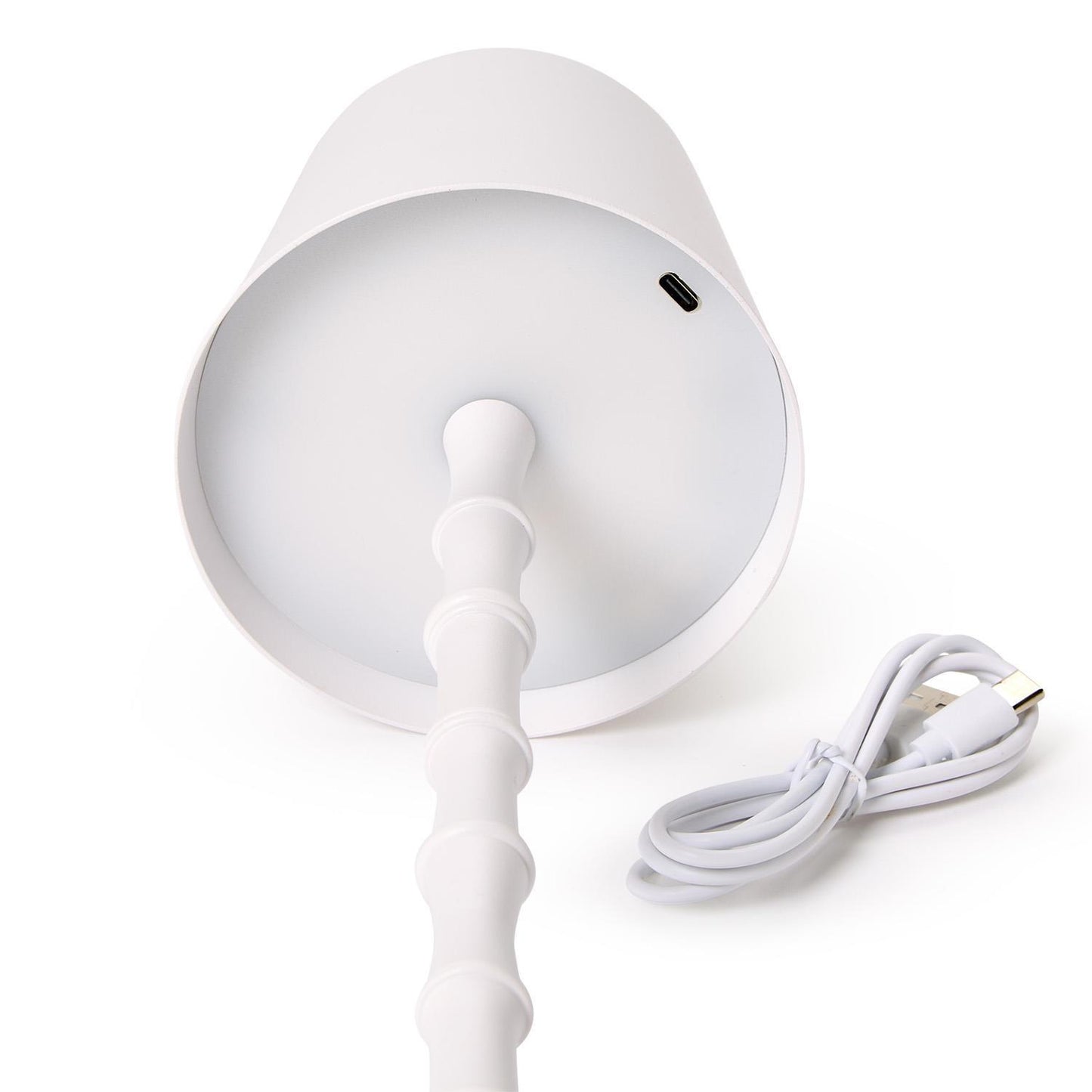 LED Cordless White Bamboo Table Lamp