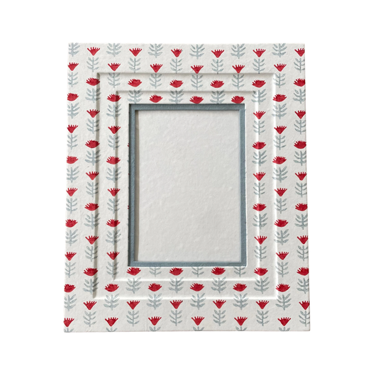 Block Printed Picture Frame - Claire Poppy, Floral - 5x7