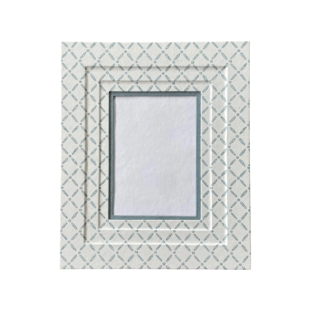 Block Printed Picture Frame - Croix Blue - 5x7