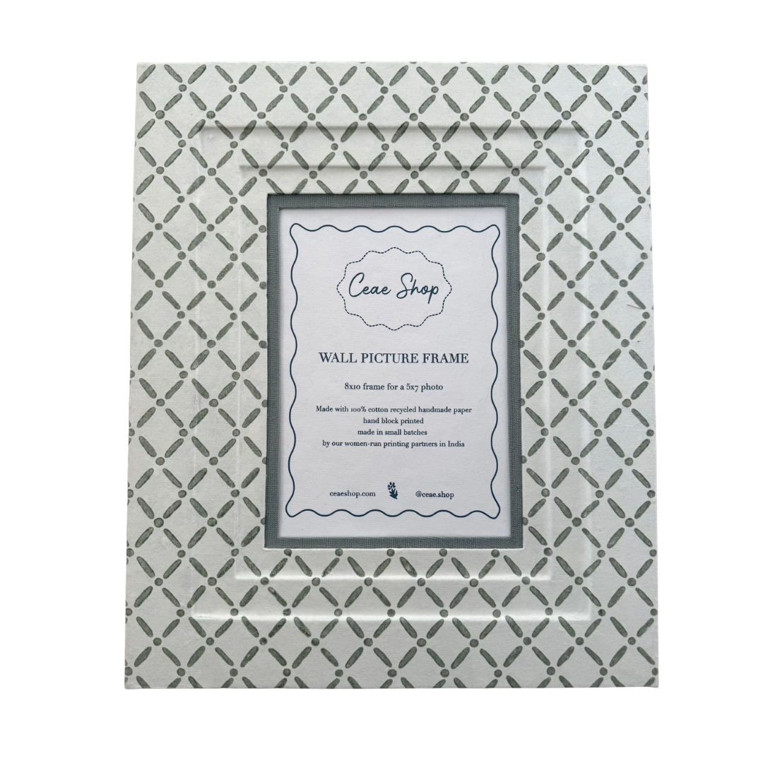Block Printed Picture Frame – Croix Green - 5x7