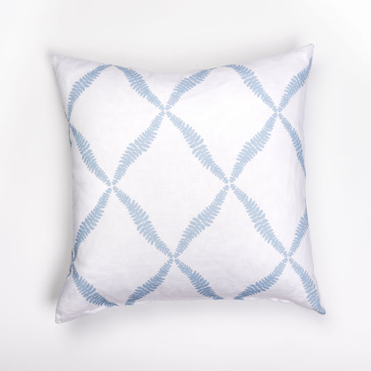 20x20" Pillow in Fern Trellis, Soft Blue