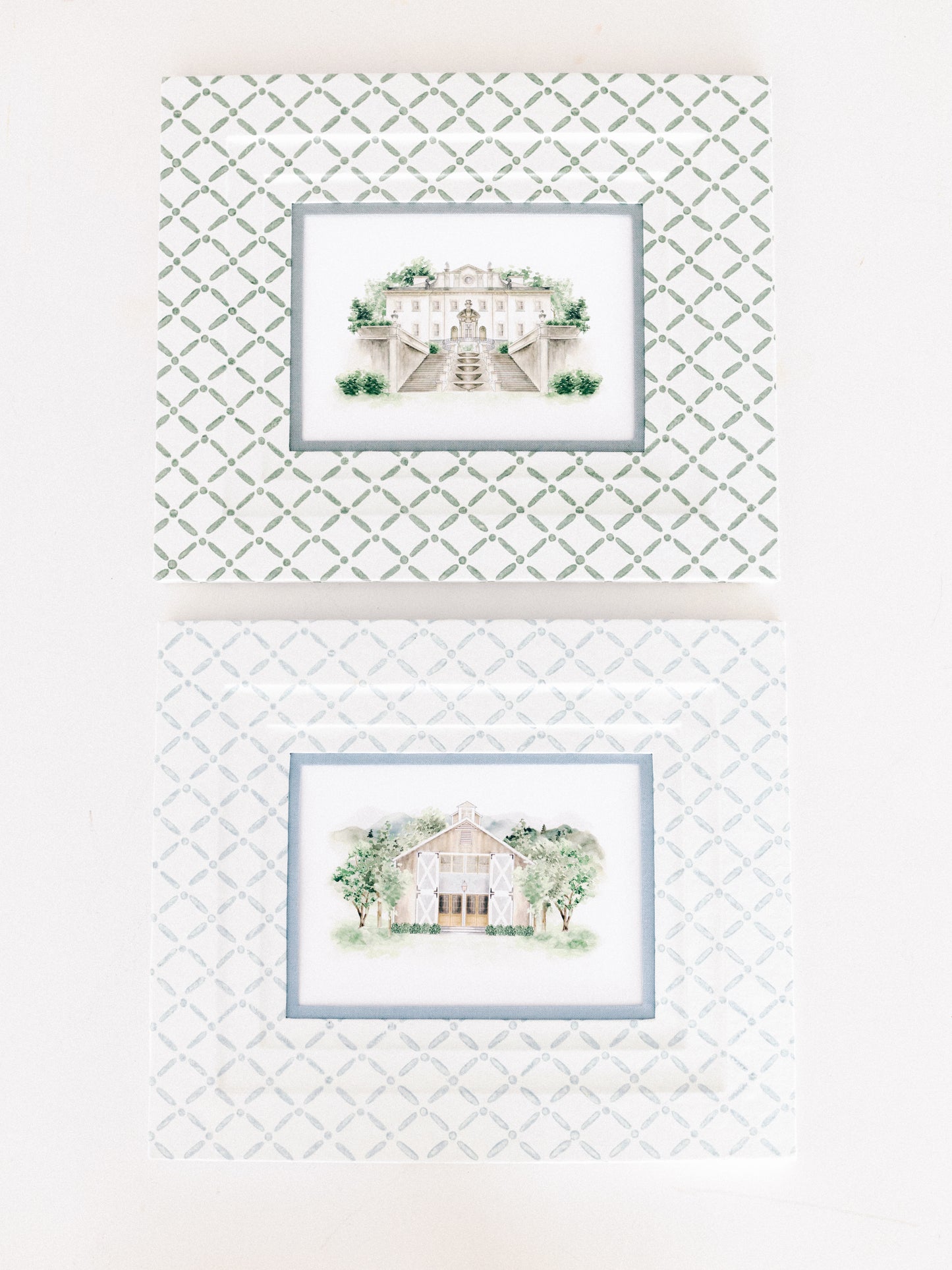Block Printed Picture Frame in Croix Blue