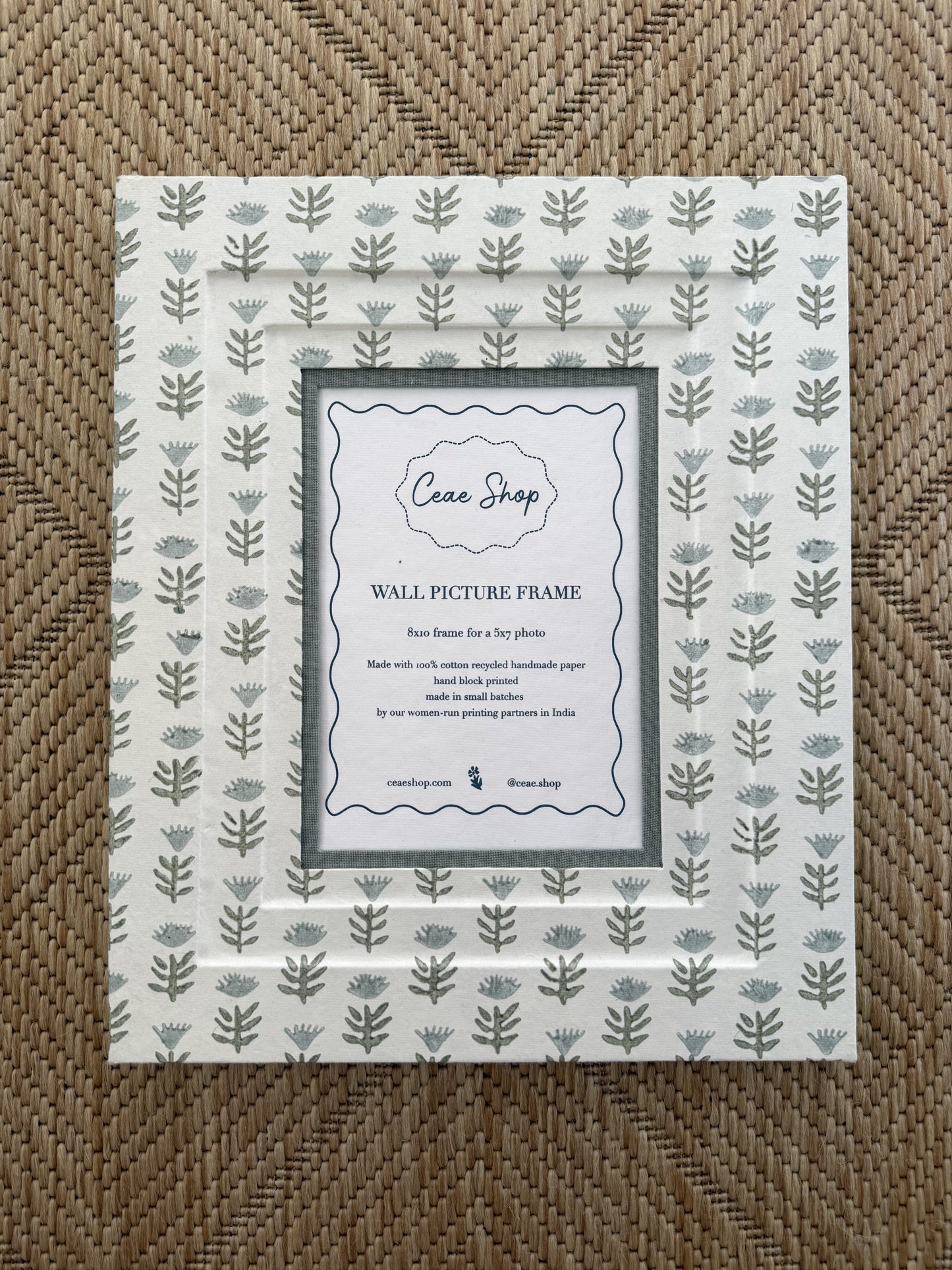 Block Printed Picture Frame in Claire