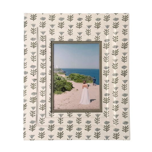 Block Printed Picture Frame - Claire Serene, Floral - 5x7