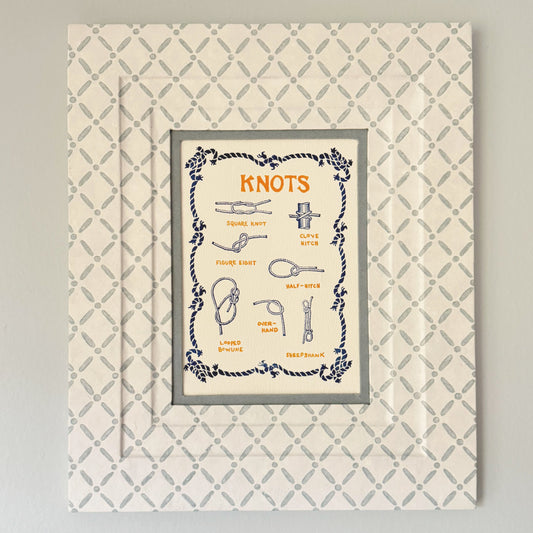 Block Printed Picture Frame in Croix Blue
