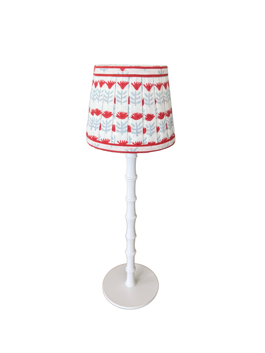 Pleated Block Print Lampshade for Cordless Lamp - Claire Poppy