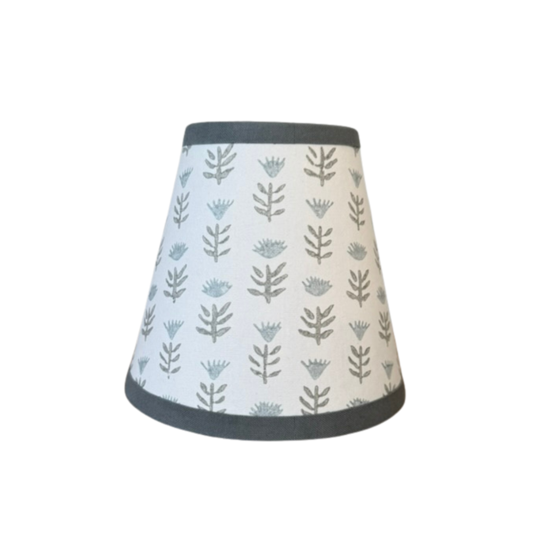 Block Print Floral - Candle Clip Lampshade - Claire, Serene - for Sconce or Chandelier