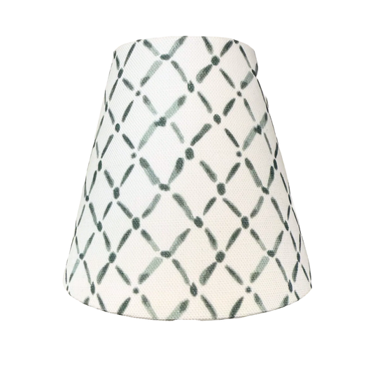 Fabric Candle Clip Lampshade - Croix Green - for Sconce or Chandelier