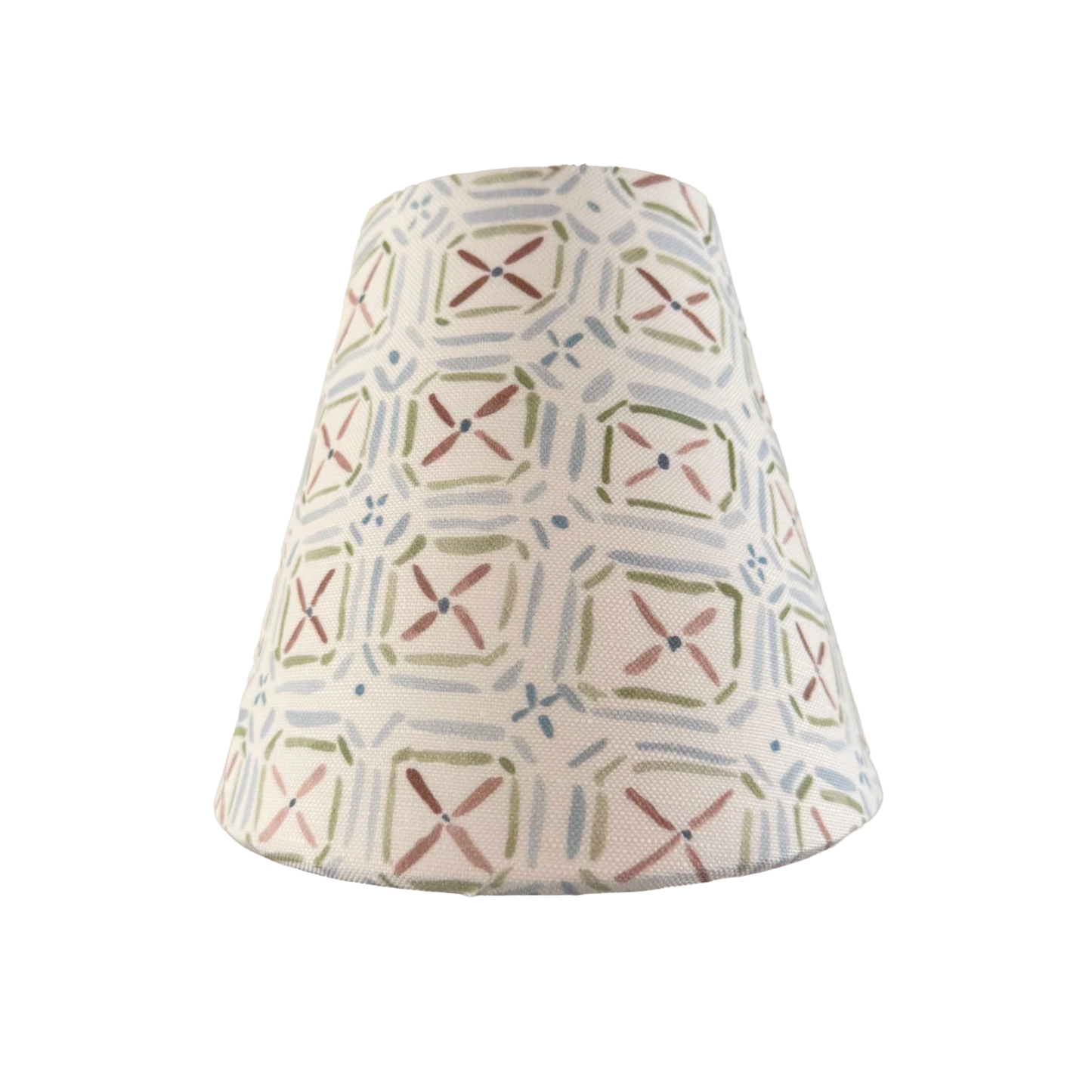 Fabric Candle Clip Lampshade - Porto Pattern in Blue Green and Brown - for Sconce or Chandelier